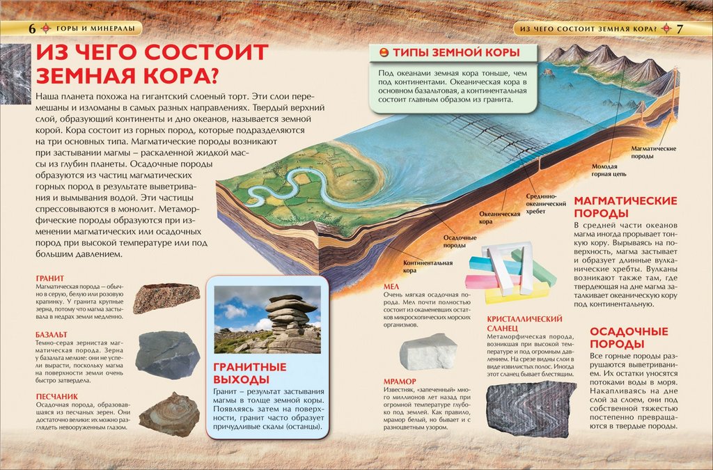 Энциклопедия 7+ "Горы и минералы" Росмэн