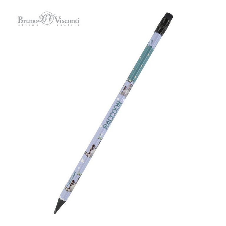 Карандаш ч/г HB с рис. трехгранный Bruno Visconti Kids "Енот" с ластиком