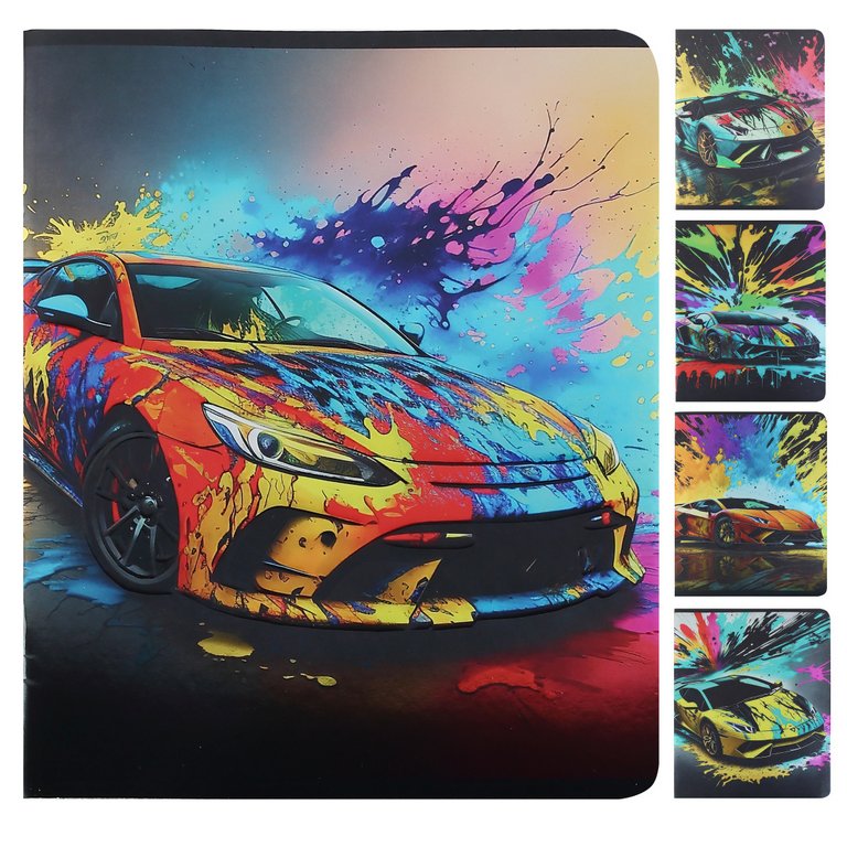 Тетрадь 48 лист кл. А5 на скрепке "Красочные машины"