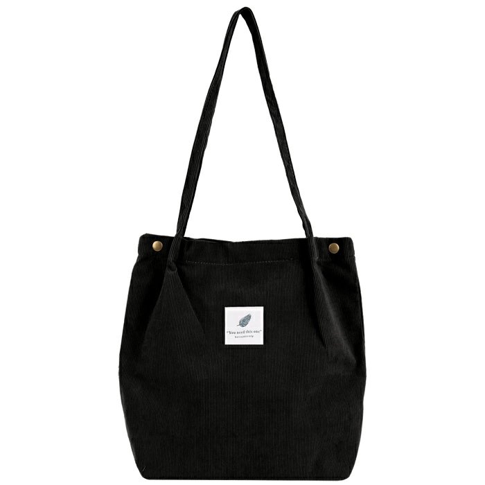 Сумка-шоппер Darvish "Холщовая" (на кнопке) черная 34х38х11 см