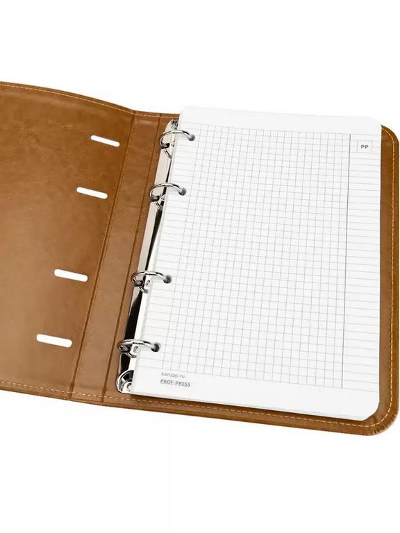 Тетрадь 120 лист кл. А5+ на кольцах "BROWN" тв. обл. кожзам Проф-Пресс