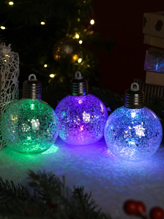 Набор шаров светящихся "Снегопад" LED 8см (3шт)
