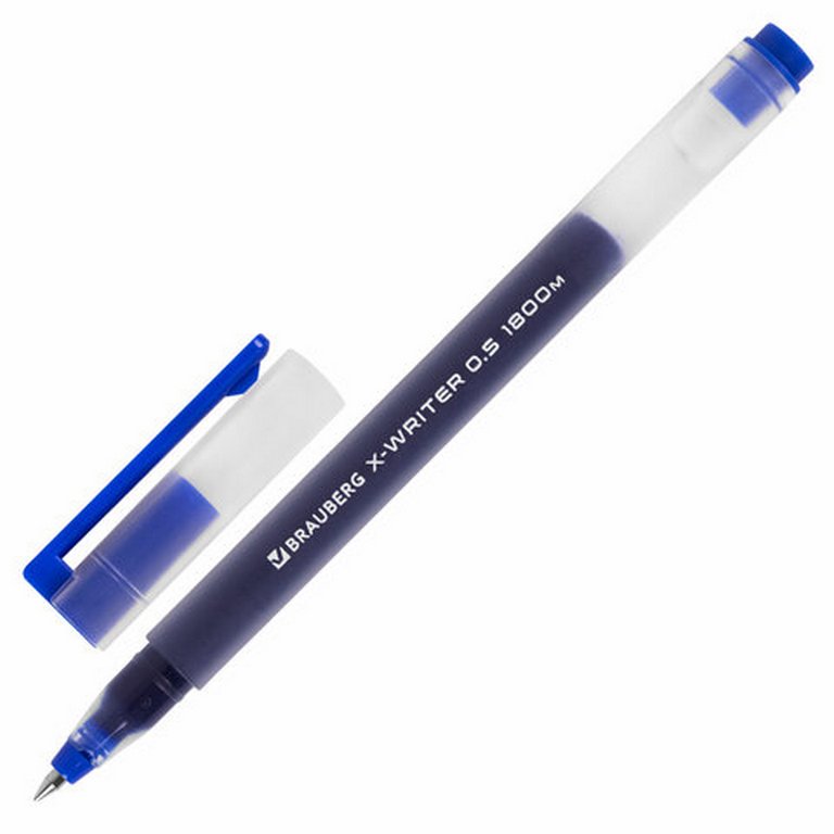 Ручка гелевая Brauberg "X-WRITER 1800" 0,5мм синяя (линия 0,4мм, одноразовая)
