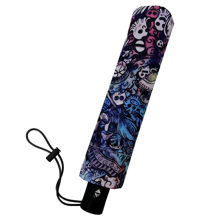 Зонт женский суперавтомат Fabretti, мини , 3 сложения, эпонж, синий