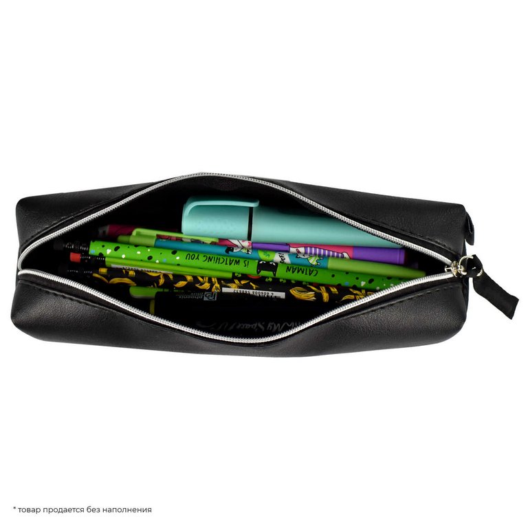 Пенал  универсальный  Феникс + "Фразы с характером" 205*50*40 мм (кожзам), черный