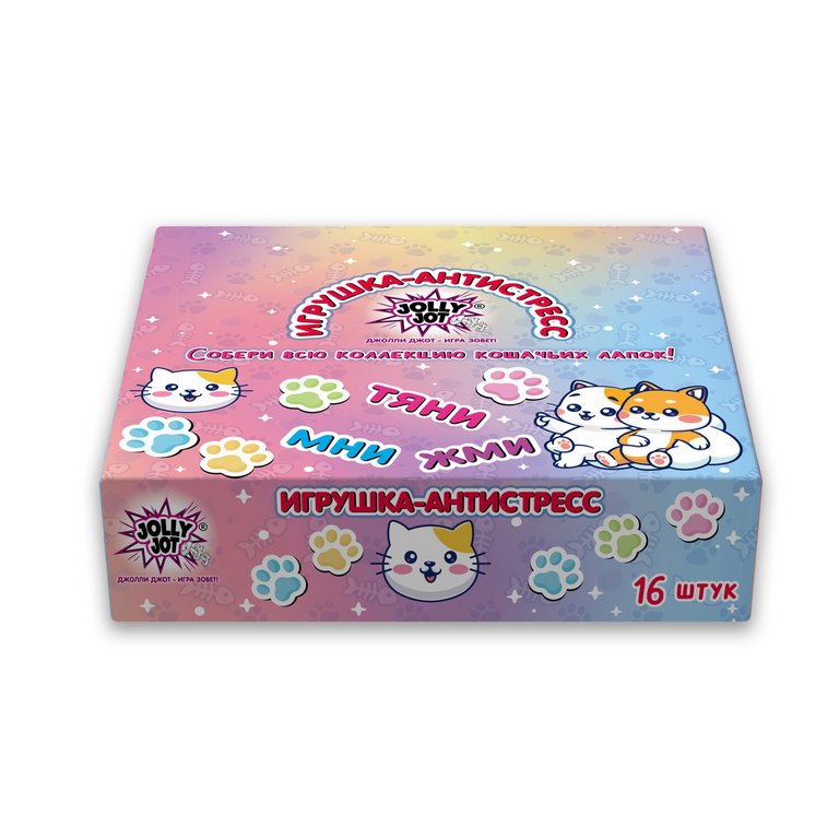 Мялка "Кошачья лапка с помпонами" 6*7 см, ассорти, JOLLY JOT