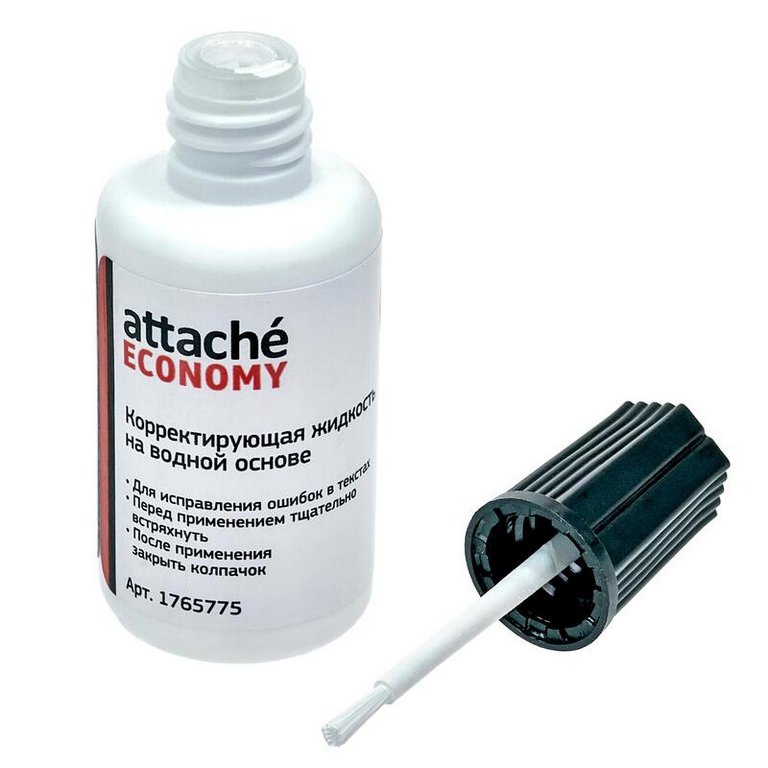 Коррект. жидкость Attache (25мл) с кисточкой, быстросохнущая