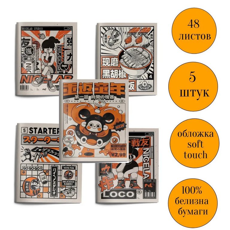 Тетрадь 48 лист кл. А5 на скрепке LOREX "ANIME HYPERSOUL" мел. карт. запечатка форзаца, soft touch