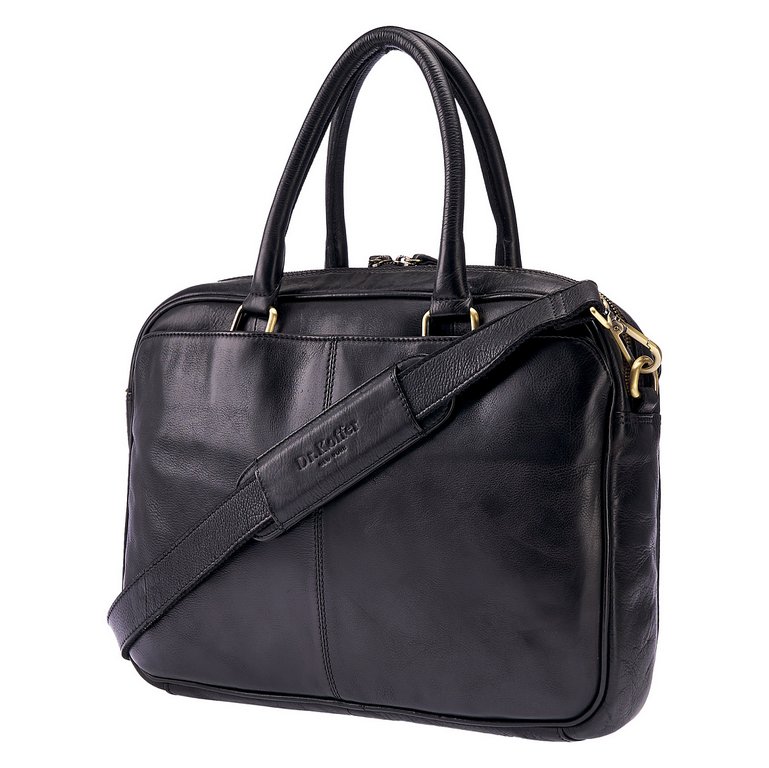 Сумка для документов Dr.Koffer 38*27*6см, нат. кожа, черная
