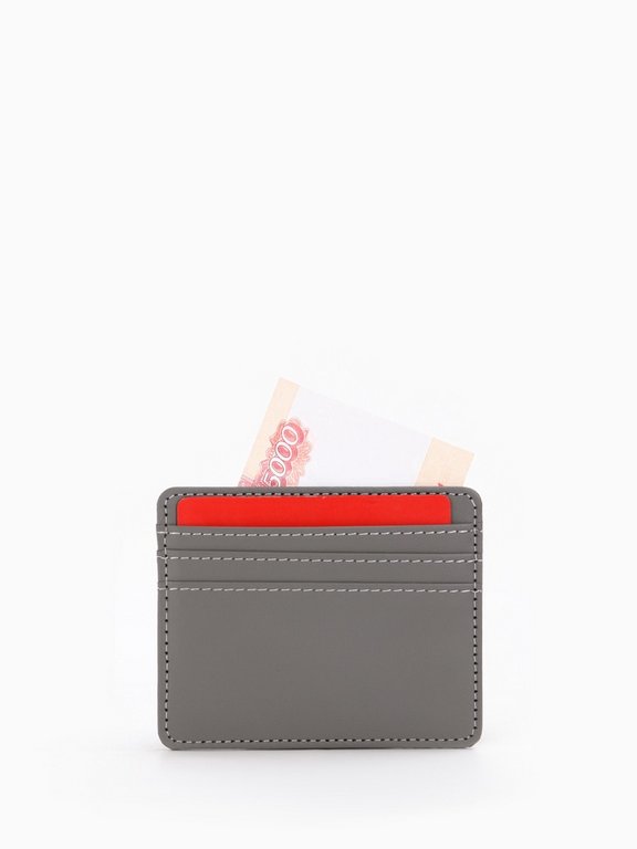 Картхолдер, на 3 карты, отделение для купюр, серый