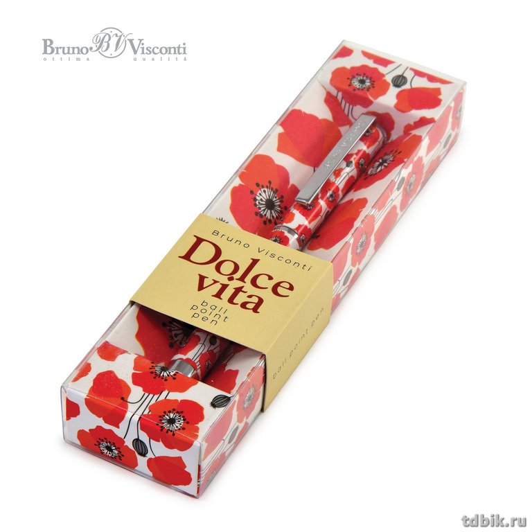 Ручка шариковая Bruno Visconti DV "Маки" в футляре, синяя 0,7мм (стерж.117мм)