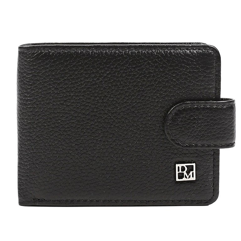 Портмоне D.Morelli мужское "Вудроу" с хлястиком, нат.кожа, цвет черный