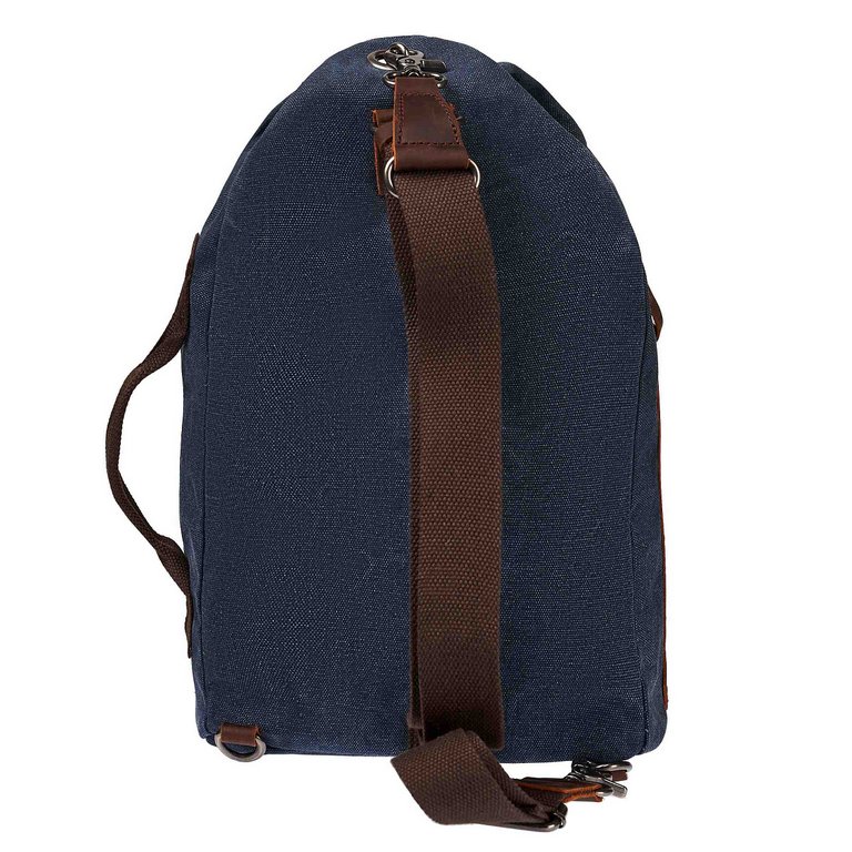Рюкзак молодежный мужской  Dr.Koffer натуральная кожа/текстиль 31*23*11см, синий