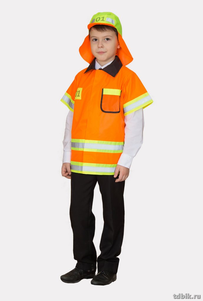 Костюм детский  для обучающих игр "Пожарный" куртка, шапочка, р-р 134-140 см