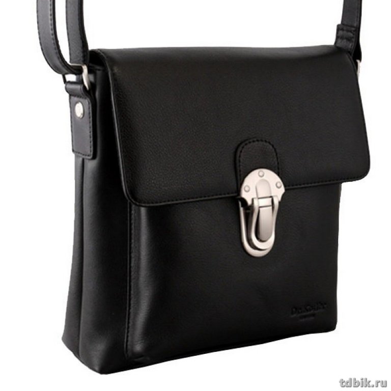 Сумка мужская Dr.Koffer 26*23*6 см, нат. кожа, на плечевом ремне, черная