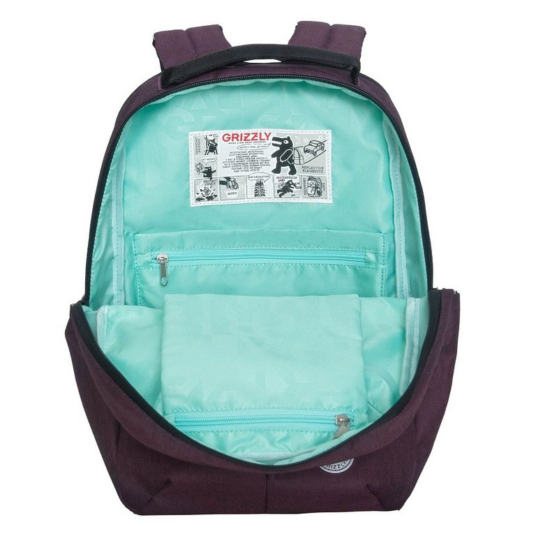 Рюкзак школьный для девочки Grizzly 28*42*14 см, фиолетовый