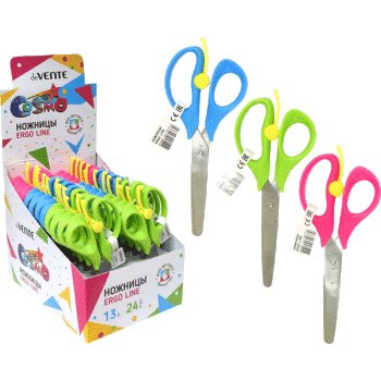 Ножницы 130 мм детские закругл. лезвия, линейка, с фиксатором deVENTE "Cosmo Ergo Line"