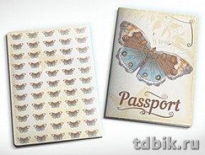 Обложка для паспорта "Бабочка синяя" из кожи   13,2*18,6