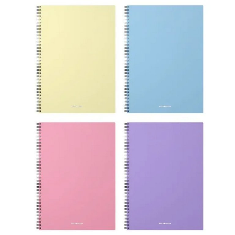Тетрадь 80 лист кл. А4 на спирали, пластиковая обложка "Pastel" ассорти