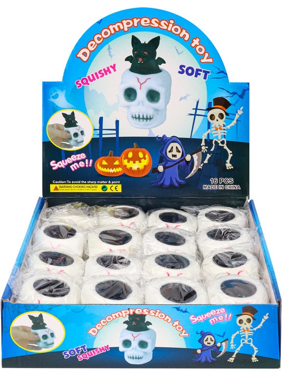 Мялка "Пугающий череп" 6х6 см, ассорти