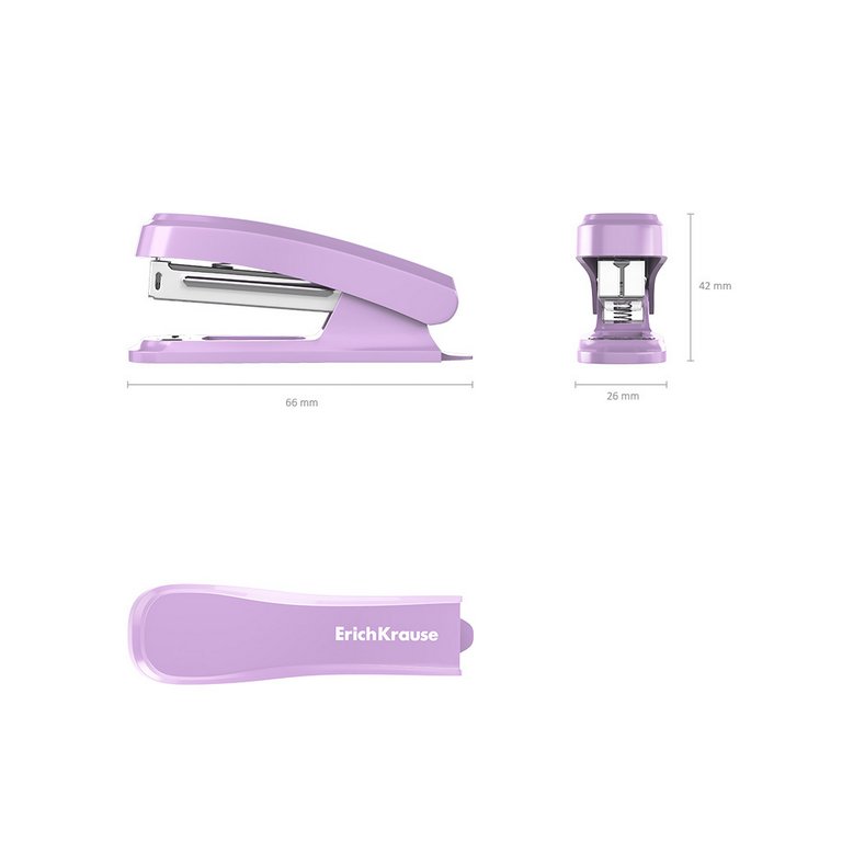 Степлер № 10 до 15л Erich Krause Clippy Pastel Bloom с антистеплером (глубина 40мм) ассорти