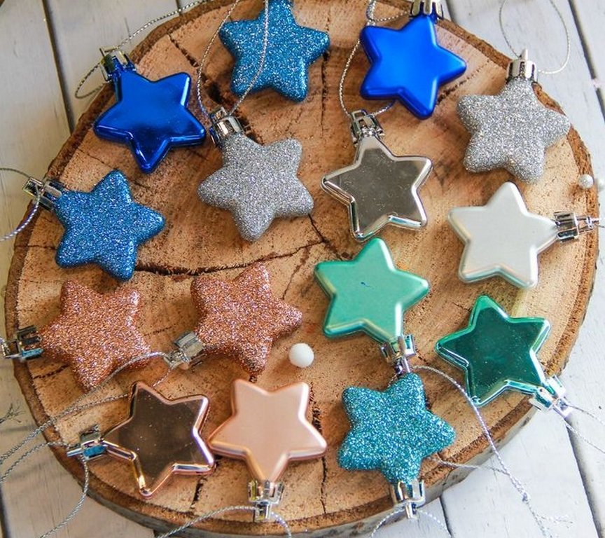 Набор украшений из пластика "Звёздочки ассорти" 15шт/уп, 3,5 см