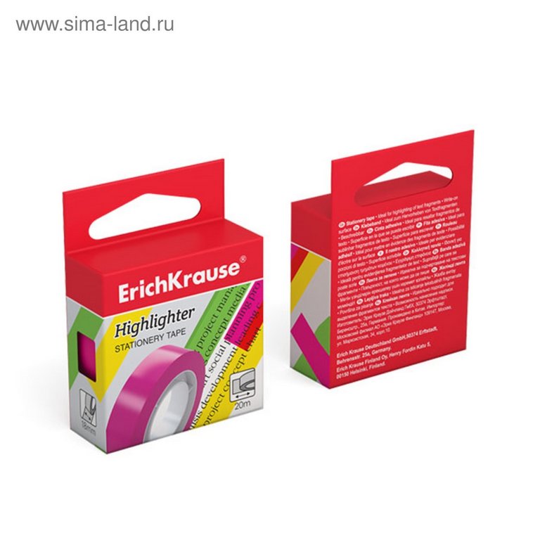 Скотч цветной 18 мм х20 м ErichKrause Highlighter, ассорти