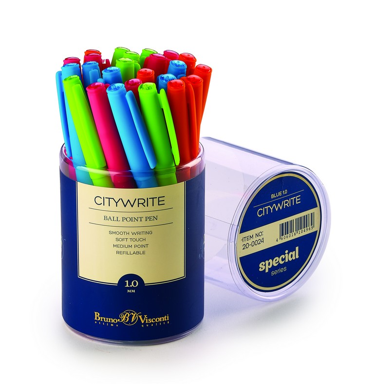 Ручка шариковая BV City Write "SPECIAL" прорезин. 1мм синяя (стерж.134мм, линия 0,7мм)