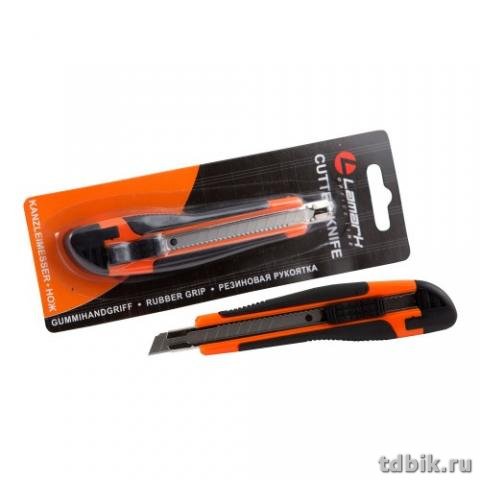 Нож канцеляр. шир. 0,9 см, метал. направ. 2 запас. лезвия, резин. вставки Lamark