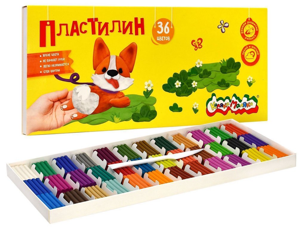 Пластилин 36 цв. 540 гр Каляка-Маляка "Классический" со стеком