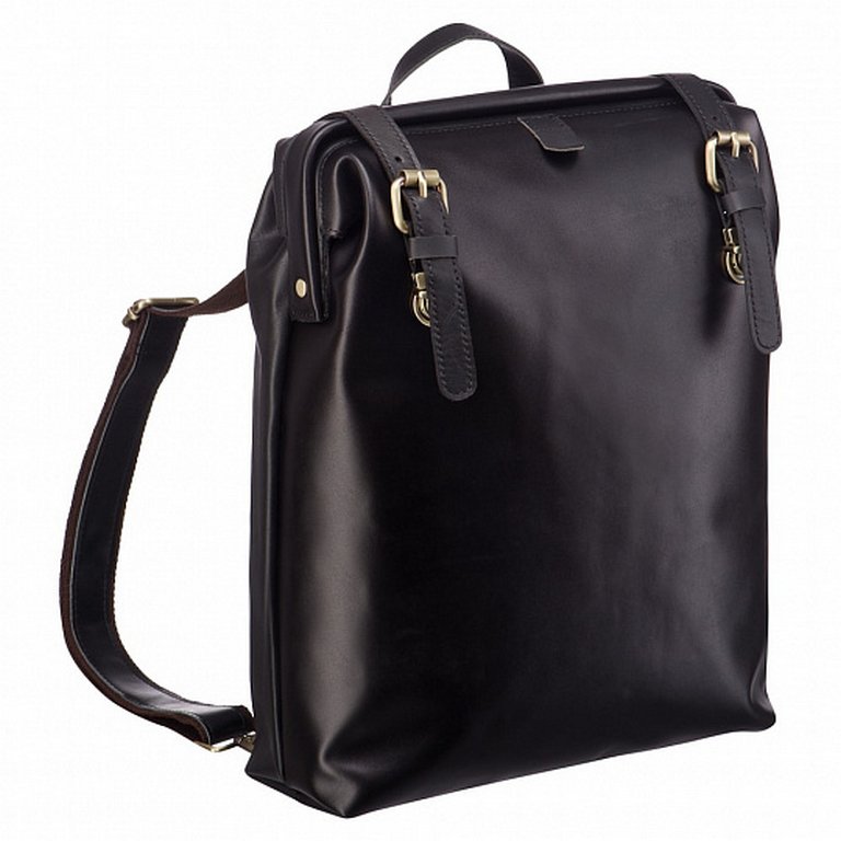 Рюкзак женский Dr.Koffer 32x28x10 см, нат.кожа, черный