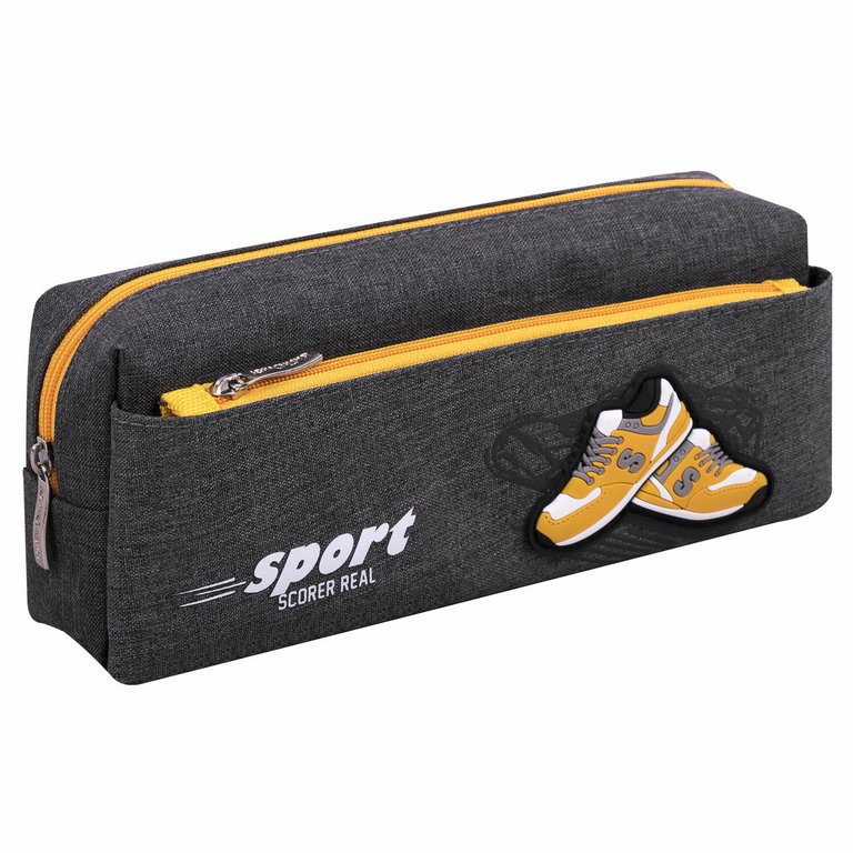 Пенал  для мальчика Юнландия "Sport scorer" 21*6*9 см серый