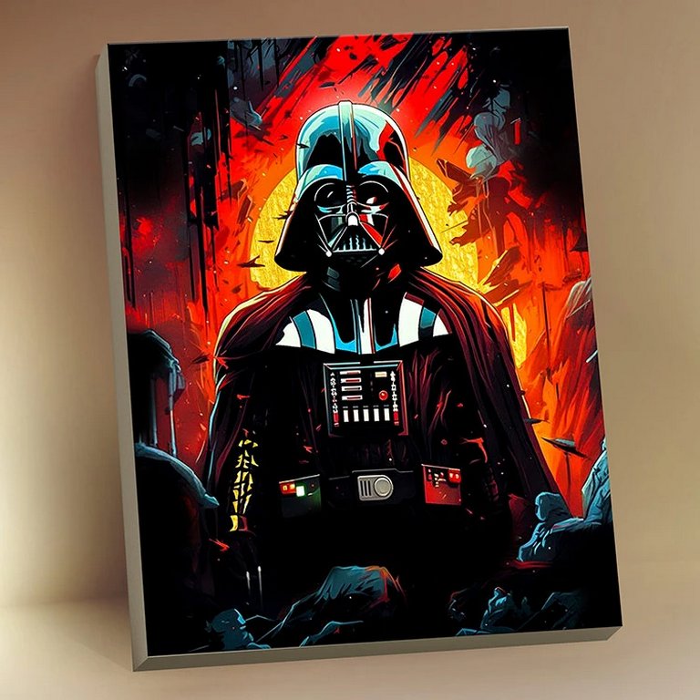 Роспись по номерам (холст) 40*50см черный с поталью "На темной стороне" (основа+акрил.кр+кисти) 13цв