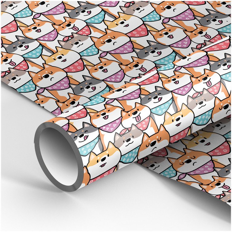 Бумага упаковочная 70*100см  в рулоне "Мир собак"