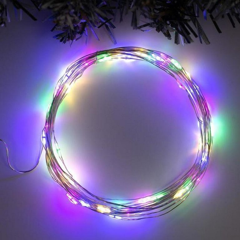 Гирлянда комнатная Нить  "Роса"  5м, 50 цветных ламп, 1 реж., от USB (от -10 до +35 °С)