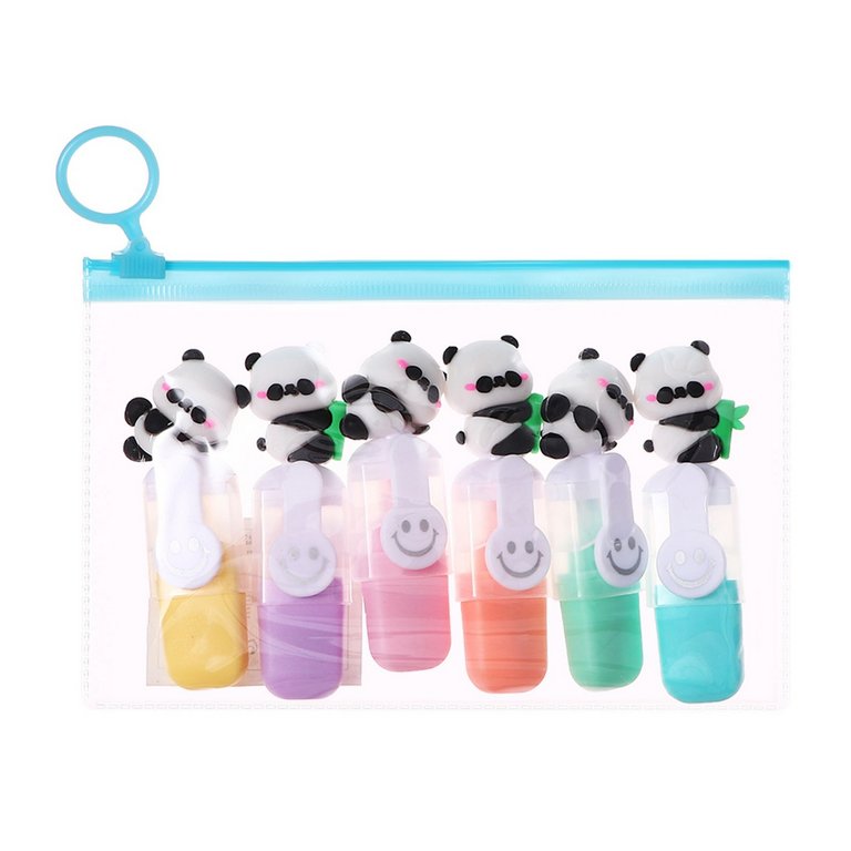 Набор текст-маркеров  6 шт  MINI Calligrata "Панды" 0,5мм ассорти в пенале на молнии