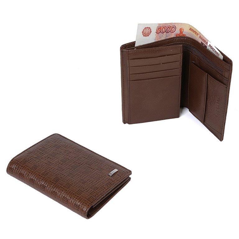 Портмоне FABRETTI мужское, нат.кожа, 12,8*10*3см, коричневый
