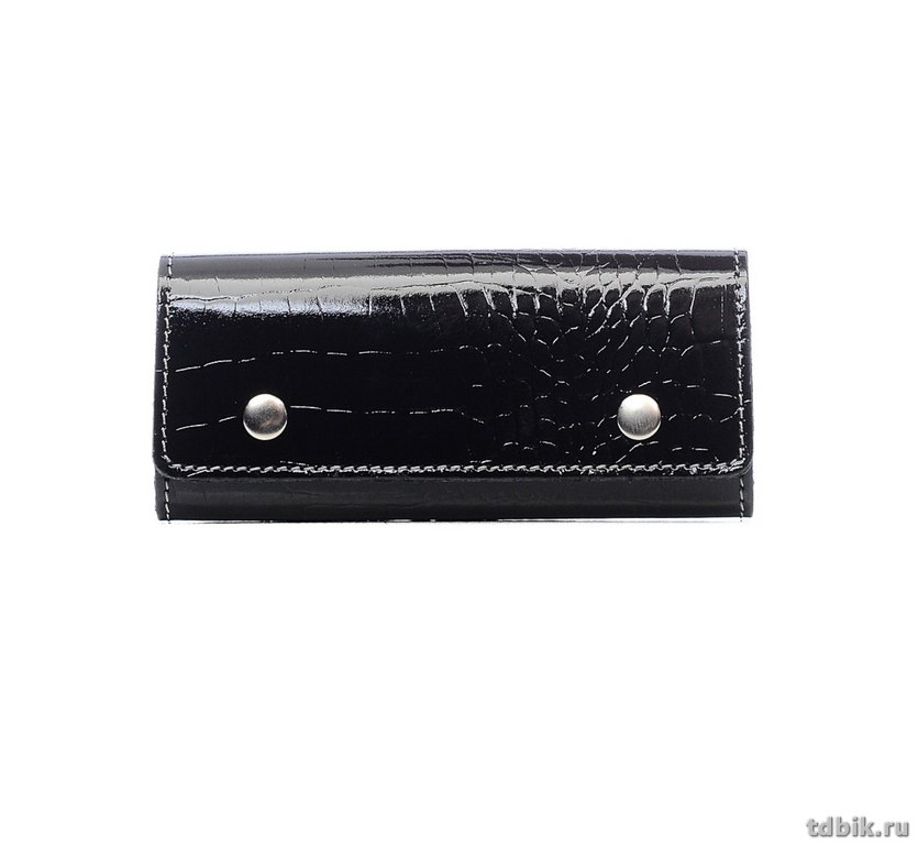 Футляр для ключей Faetano "Геккон" из нат.кожи, на кнопках, черный