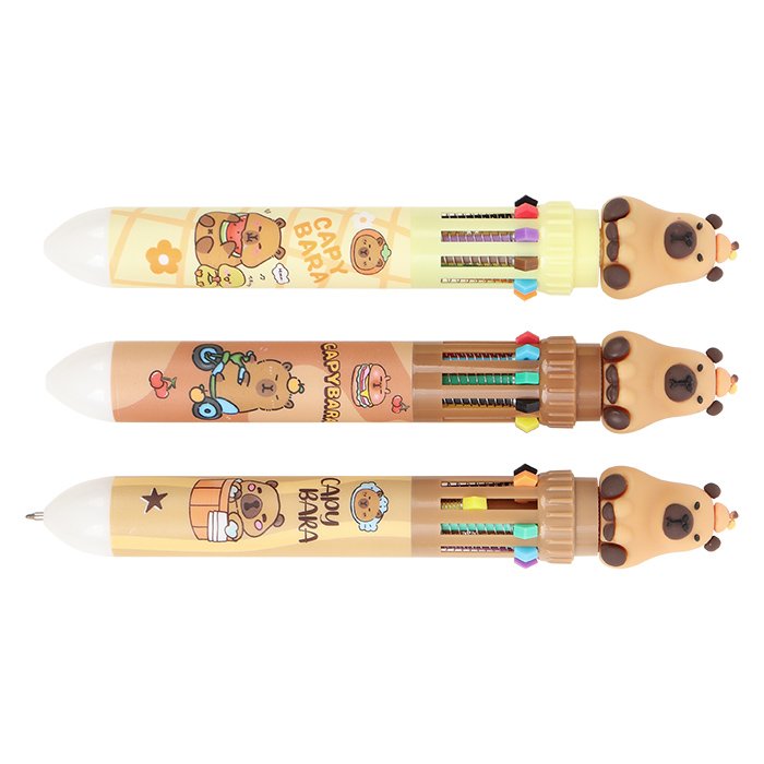 Ручка шариковая сувенирная автомат 10-и цветная "Капибара"