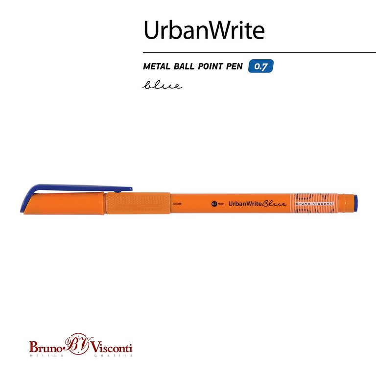Ручка шариковая масляная BV UrbanWrite Summer резин. упор 0,7мм синяя (стерж. 139мм, линия 0,5мм)