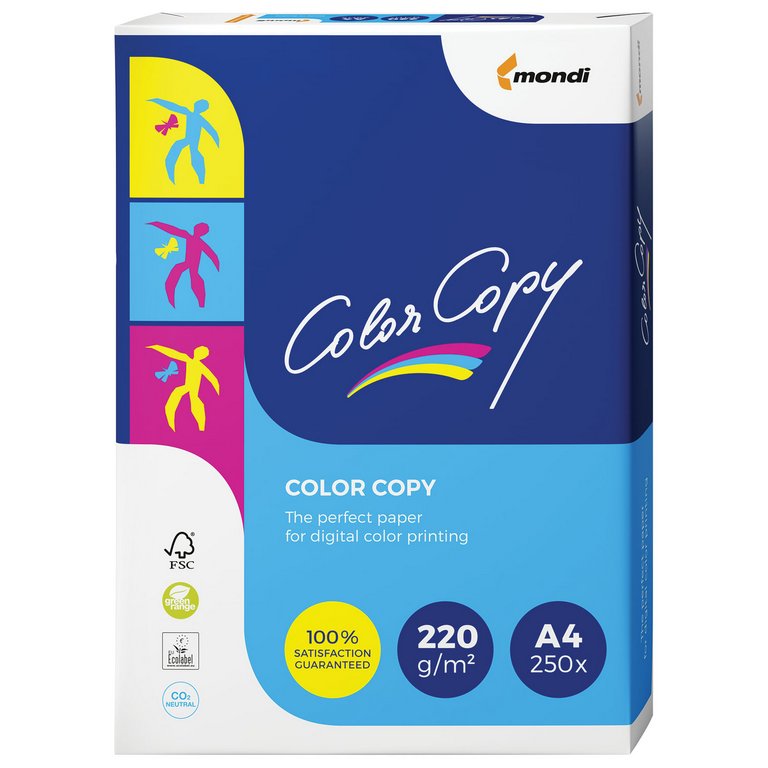 Бумага для полноцв. печати Color Copy А4 (210*297мм) 220 гр. (250л) белизна 161%