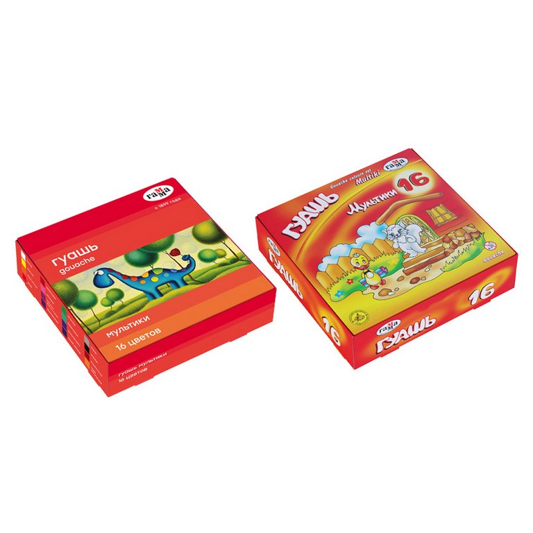 Гуашь 16 цв. по 20 мл ГАММА "Мультики"