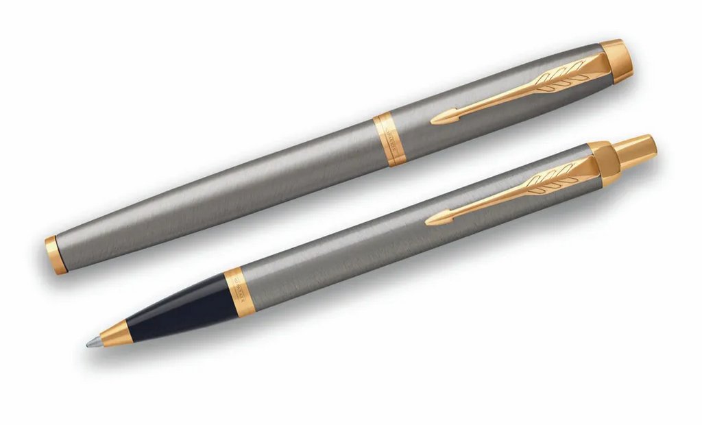 Набор подарочный Parker "IM Brushed Metal GT" (ручка шарик. 1мм и ручка-роллер 1мм, корп. серебро)