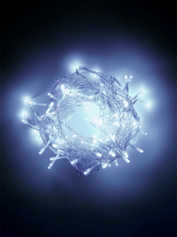 Гирлянда уличная Бахрома  4*0,7м, 72 холодных ламп, 8 реж, прозрачный провод