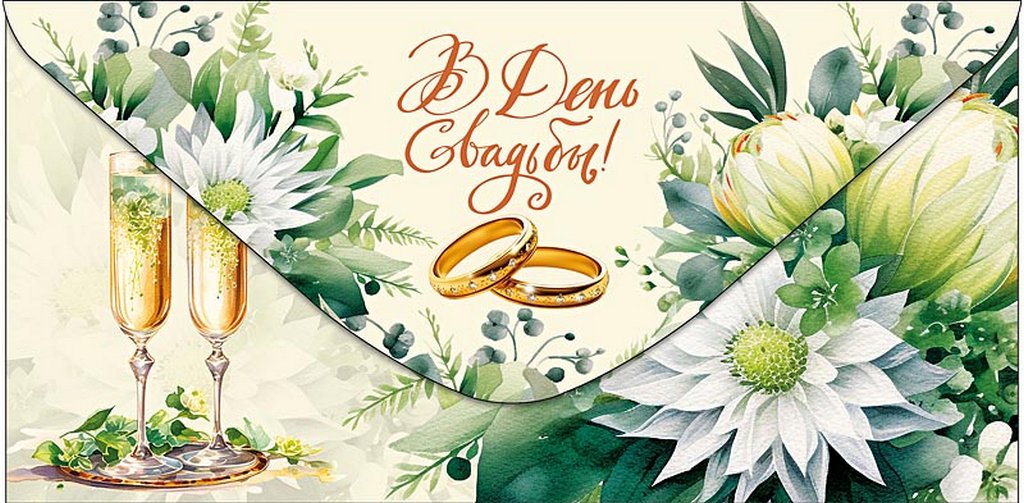 Конверт (для денег) свадебный "В День свадьбы!"