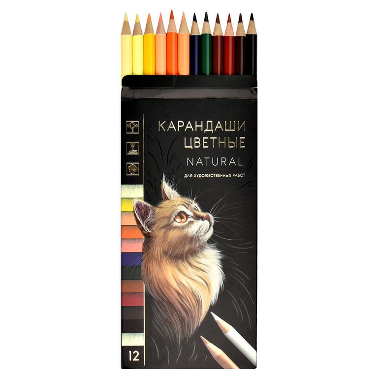 Набор карандашей  12 цв. Феникс+ "Натурель" (цвета природных оттенков)