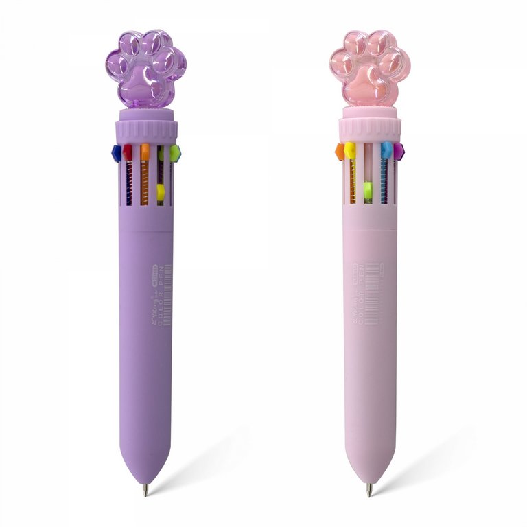 Ручка шариковая сувенирная автомат 10-и цветная "Лапка" Yalong 0,7мм