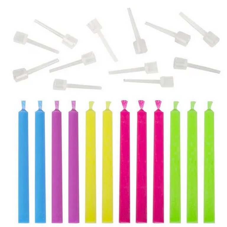 Свечи для торта с цветным пламенем 12 шт., 6 см Золотая сказка