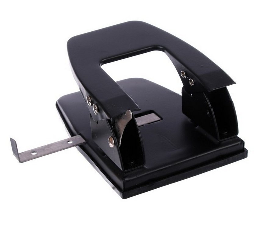 Дырокол до 30л метал. Attomex с линейкой черный