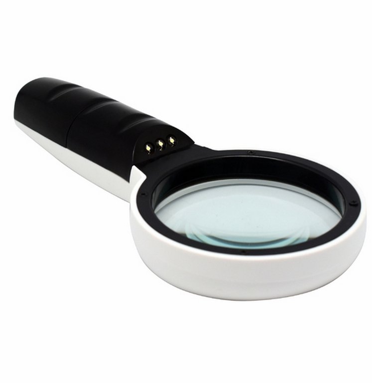 Лупа 95 мм настольная с подсветкой  10-кратн. увеличение  (без батареек) Lamark